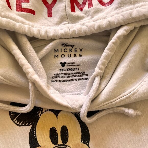 Vintage Disney Mickey Mouse White & Red Graphic Hoodie 3XL - Picture 3 of 5